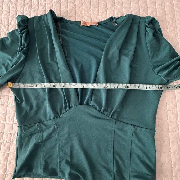 Revolutionary Teal Deep-V Long Sleeve Top, M - Picture 6 of 7